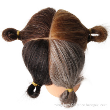 Human Hairdresser Training Head Practice Dye Hair 4 Different Color On One Head  Braided Dye Bleach Color Female Model